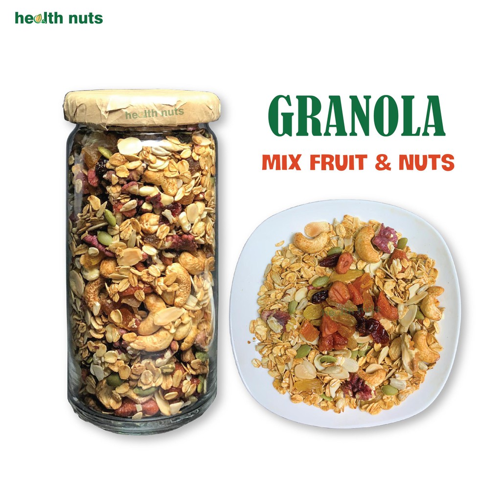 Granola 8 hạt, thêm dâu tây, óc chó đỏ