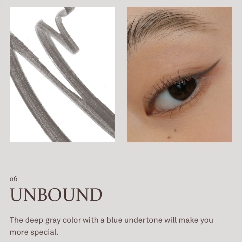 Hince - New Ambience Color Eyeliner “L006 Unbound” | bút kẻ mắt nước màu xám