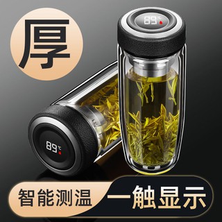 Cốc đựng nước thủy tinh cao cấp gia dụng tách trà-nước trà hai lớp trong suốt chịu nhiệt độ có nắp đậy