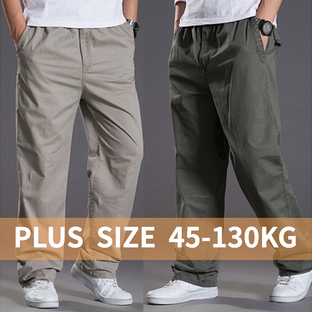 Quần Jogger Cotton Dáng Suông Rộng Co Giãn Phối Túi Có Size Lớn 6XL Dành Cho Nam Giới
