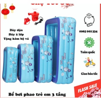 Bể Bơi Phao Trong Nhà 3 Tầng Cho Trẻ Em, Hồ Bơi Tắm Cho Bé Dày Dặn, Bền Đẹp, ĐÁY 2 LỚP CHỐNG TRƯỢT