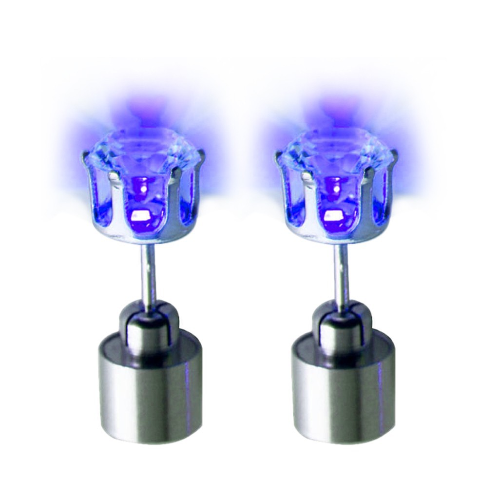 Light Up Led Stainless Steel Earrings Studs Dance for Xmas