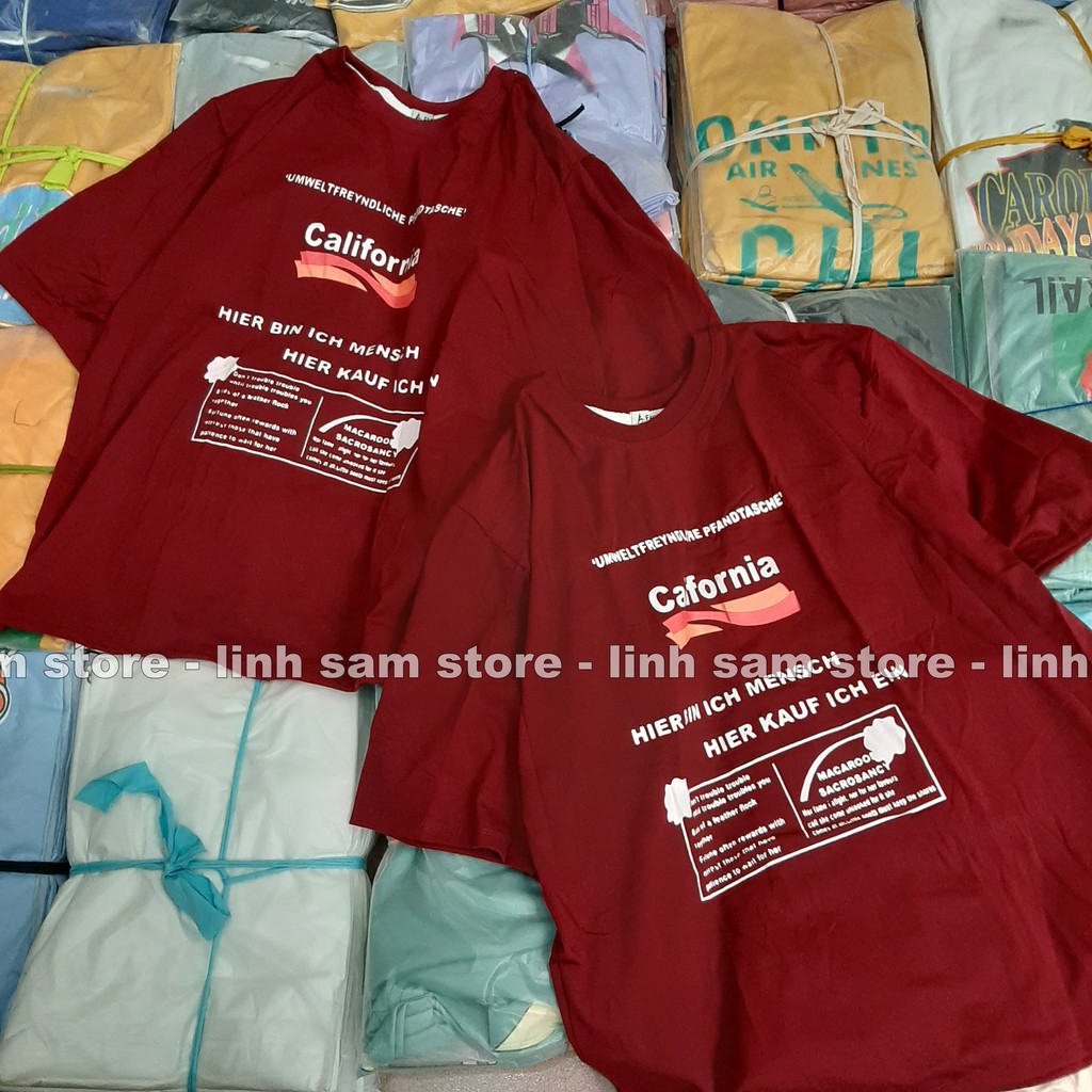 Áo thun nữ tay lỡ SAM CLO freesize phông form rộng dáng Unisex, mặc cặp, nhóm, lớp in chữ CALIFORNIA đỏ đô | BigBuy360 - bigbuy360.vn