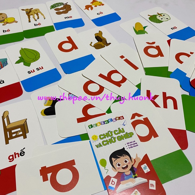 Bộ thẻ CHỮ CÁI và GHÉP CHỮ Tiếng Việt Flashcard