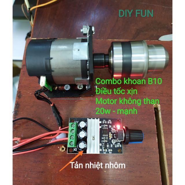 Động cơ không chổi than (brushless motor) 12v 20w moment xoắn mạnh chế khoan mini