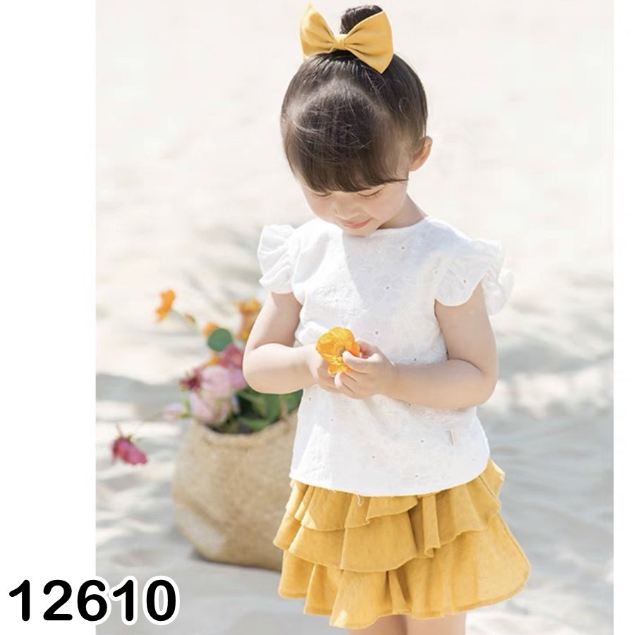 Set áo váy bé gái Bigbaby, chất vải thoáng mát tay cánh tiên chân váy tầng đáng yêu cho bé 9-19kg