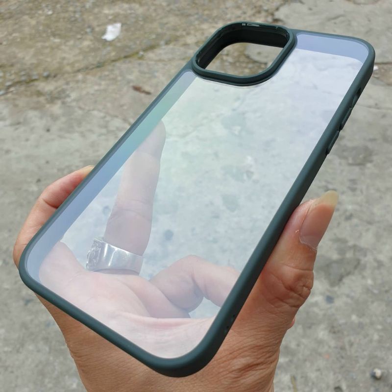 (Xanh rêu)_Ốp lưng Likgus trong suốt viền màu cho iPhone 13, 13 Pro, 13 Pro Max chống sốc