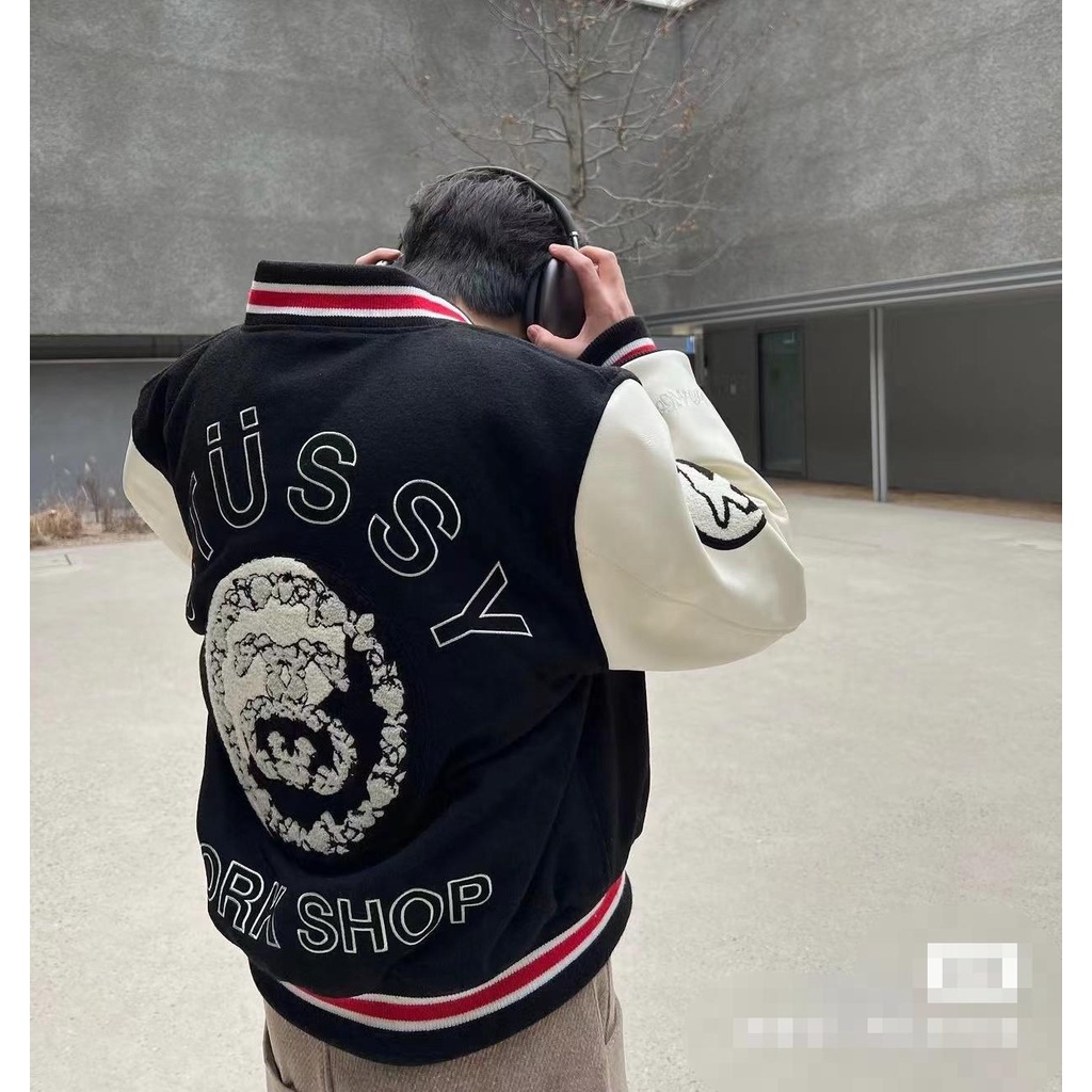 ⚡️ - Áo Khoác Stussy x Denim Tears X Our Legacy TTL Varsity Jacket Logo Thêu, Áo bomber jacket Stussy