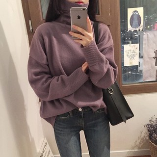 Ulzzang Áo len cổ lọ Oversize M148-1