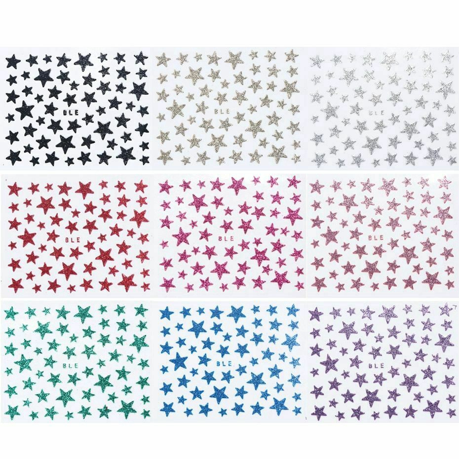 1 Sheet 3D Nail Slider Stars Stickers Glitter Shiny Decoration Decal Transfer DIY