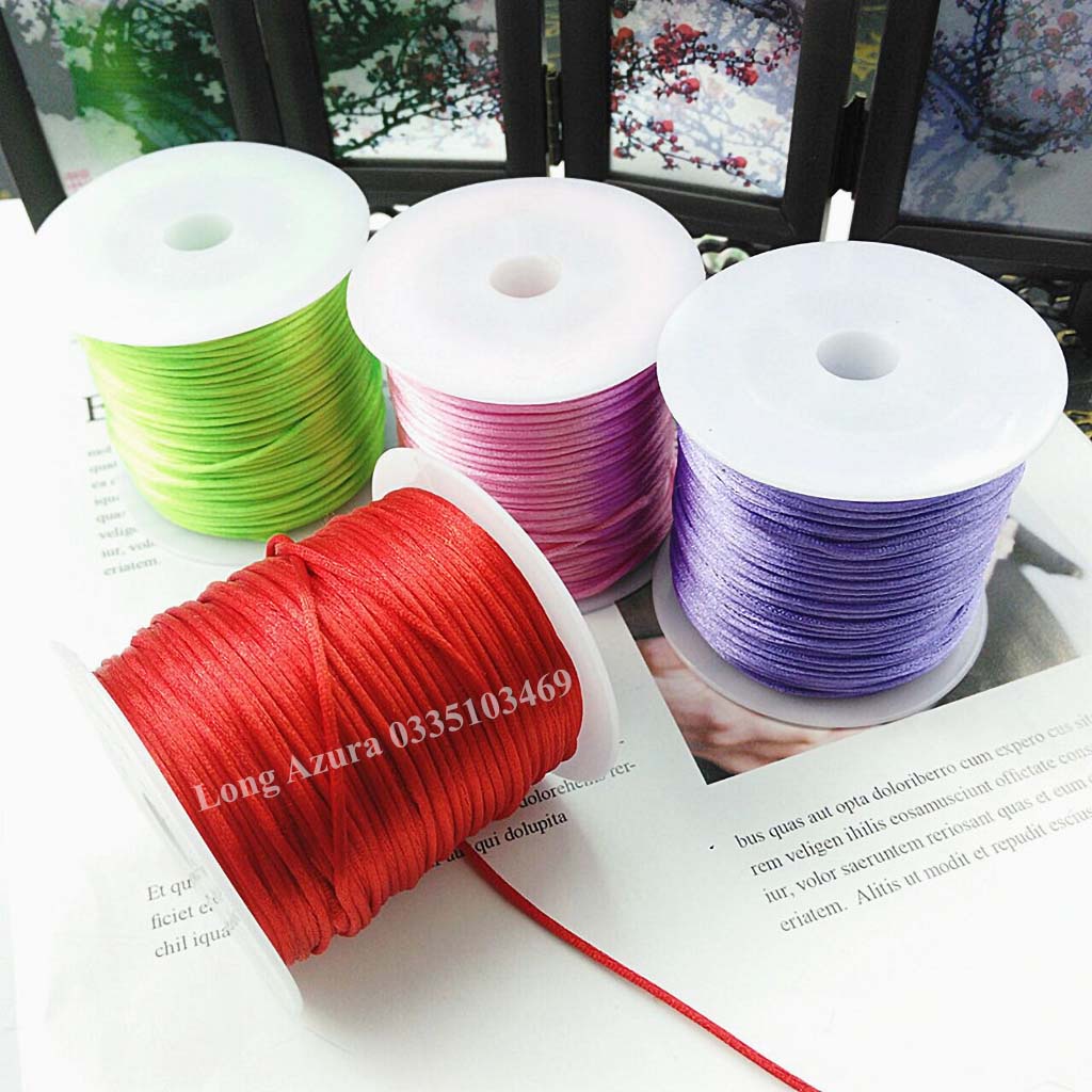 Dây đan vòng tay, cuộn 100 mét, đủ cỡ 1.5 - 2 - 2.5mm, cuộn dây tim, dây thắt vòng tay,  handmade, chỉ đỏ, may mắn, làm