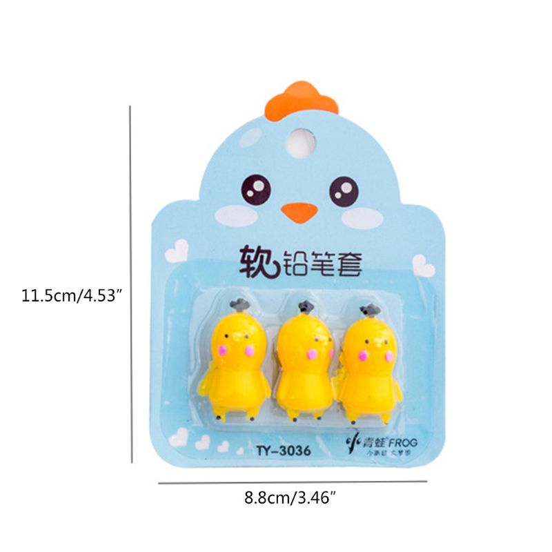 Set 3 Nắp Đậy Bút Chì Hình Củ Cà Rốt Gà Con Đáng Yêu