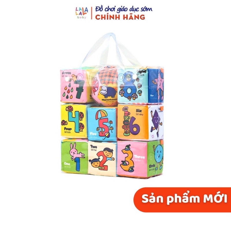 Bộ 8 Đồ chơi Hình khối Xúc Xắc Lalala Baby Tặng kèm Bóng vải cho bé vừa chơi vừa học tập. TRAVEL BLOCK