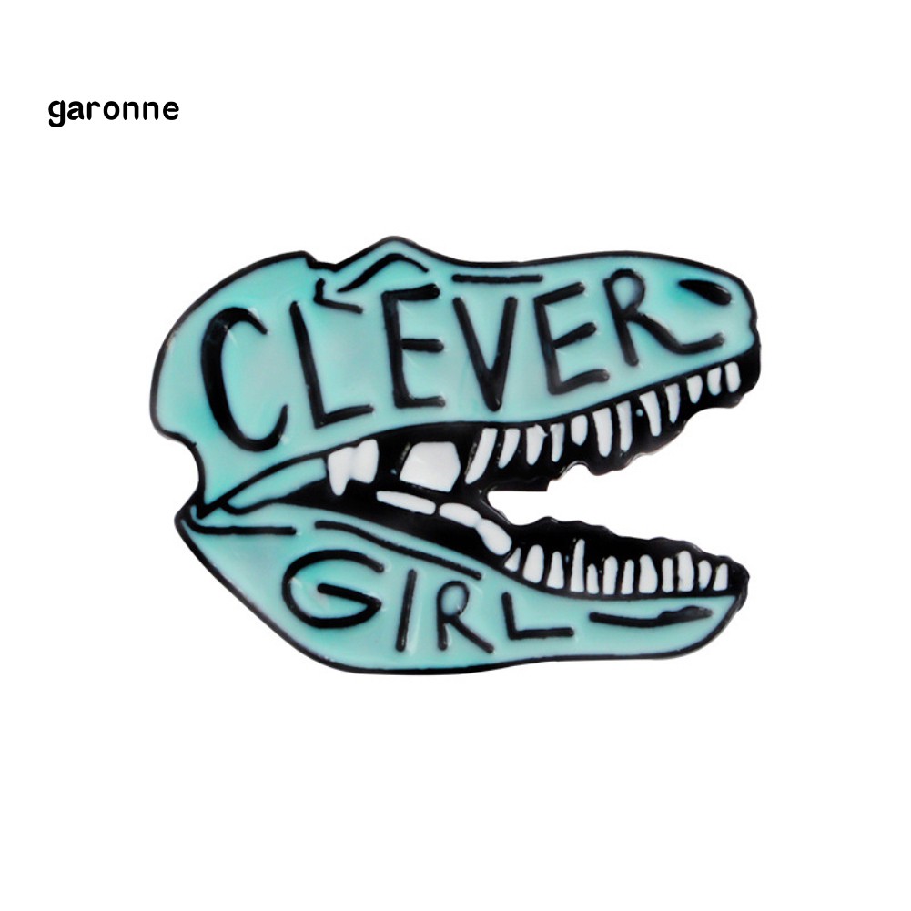 GA_Dinosaur Head Letters Print Enamel Unisex Brooch Pin Coat Sweater Shirt Ornament