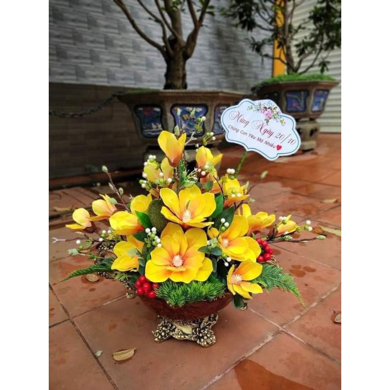 Cành Hoa Mộc Lan Bông To Dài 95cm - Cành hoa giả trang trí lọ hoa, lẵng hoa, decor