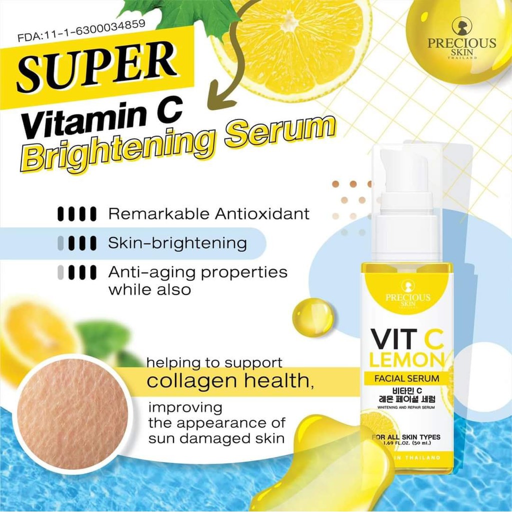 01 Serum Dưỡng Trắng Da Thâm Nám VIT C LEMON FACIAL PRECIOUS SKIN THAILAND 50ml