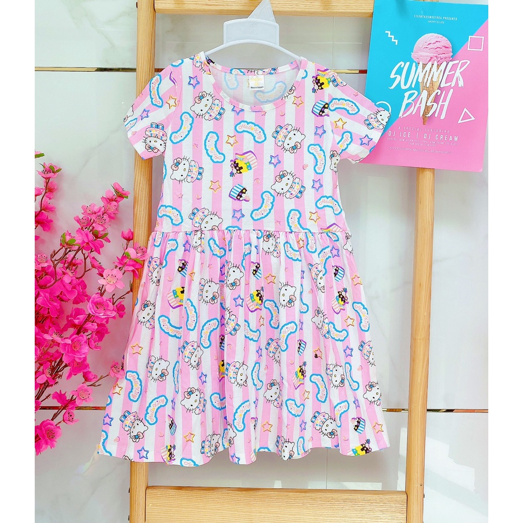 Váy bé gái size đại thun cotton xuất khẩu mềm mát dành cho bé từ 20kg đến 40kg