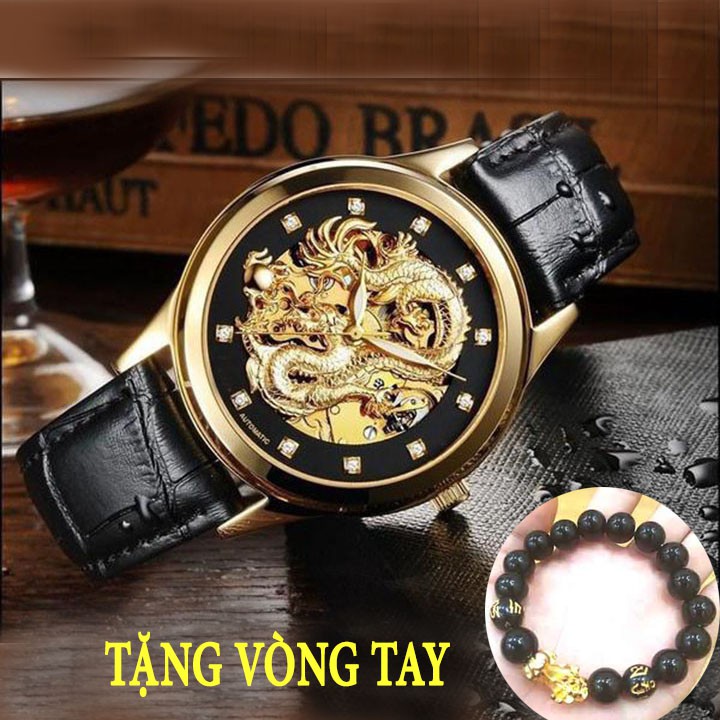 Đồng Hồ Cơ Nam Movt mặt rồng tặng vòng tay may mắn