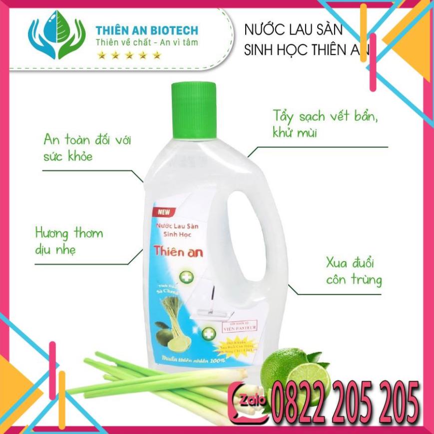 Nước lau sàn nhà sinh học Thiên An 1 Lít - Lau các bề mặt sạch bóng và diệt khuẩn chống trơn trượt