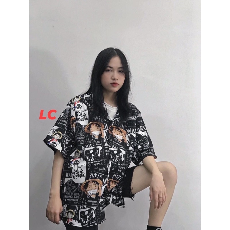 Áo sơ mi tay lỡ one piece form rộng kiểu dáng unisex nam nữ chất đẹp mặc siêu