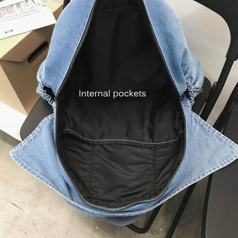 Ba Lô Denim Màu Trơn Phong Cách Hàn Quốc Cá Tính ZY015