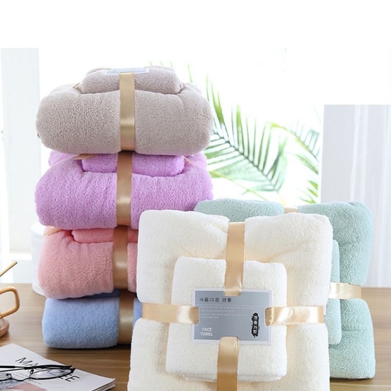 BỘ 2 KHĂN TẮM BẰNG LÔNG siêu mềm 35x75+70x140cm