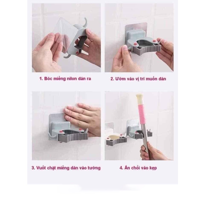 Kẹp chổi, Móc dán tường kẹp giữ cây lau nhà, Kẹp treo chổi chịu lực - Max Siêu thị tiện ích
