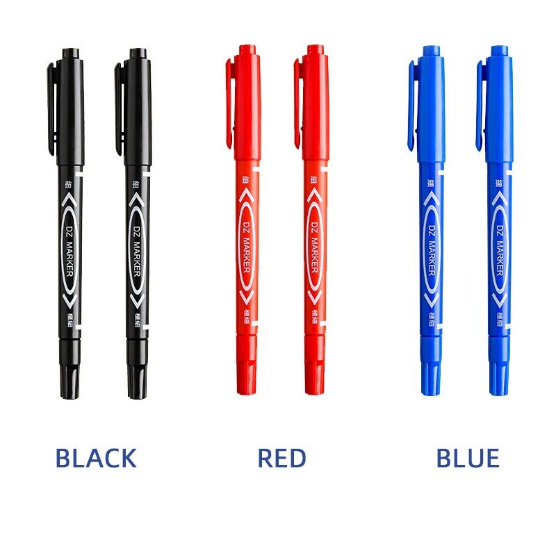 Bút lông viết hai đầu chống thấm nước màu đen/ xanh dương/đỏ 0.5/ 1.0mm