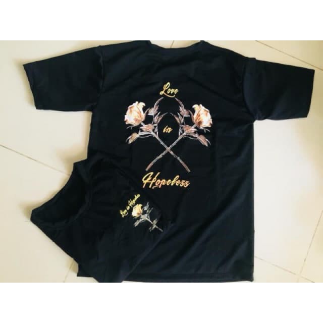 Áo Thun Unisex Tay Lỡ HOA HỒNG TEE OVERSIZE