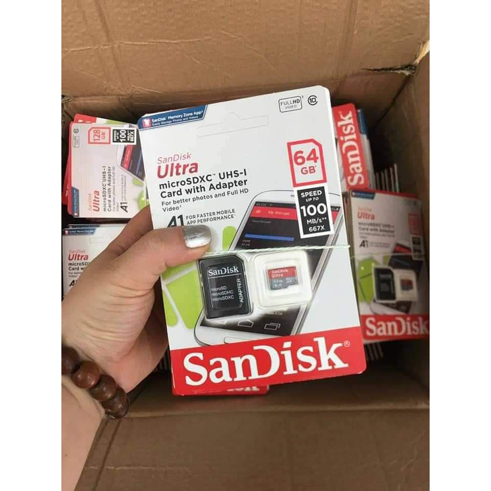 Thẻ nhớ microSDHC Sandisk 32GB /64GB chuyên dụng cho CAMERA, Điện thoại, Máy ảnh,... tốc độ cao