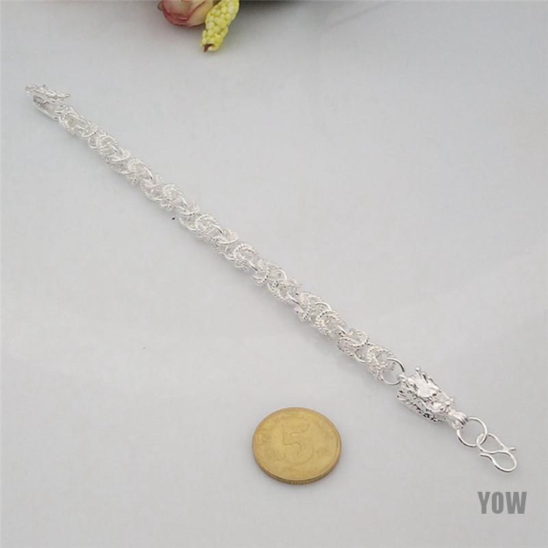 Vòng tay mạ bạc thiết kế hình rồng độc đáo cho nam