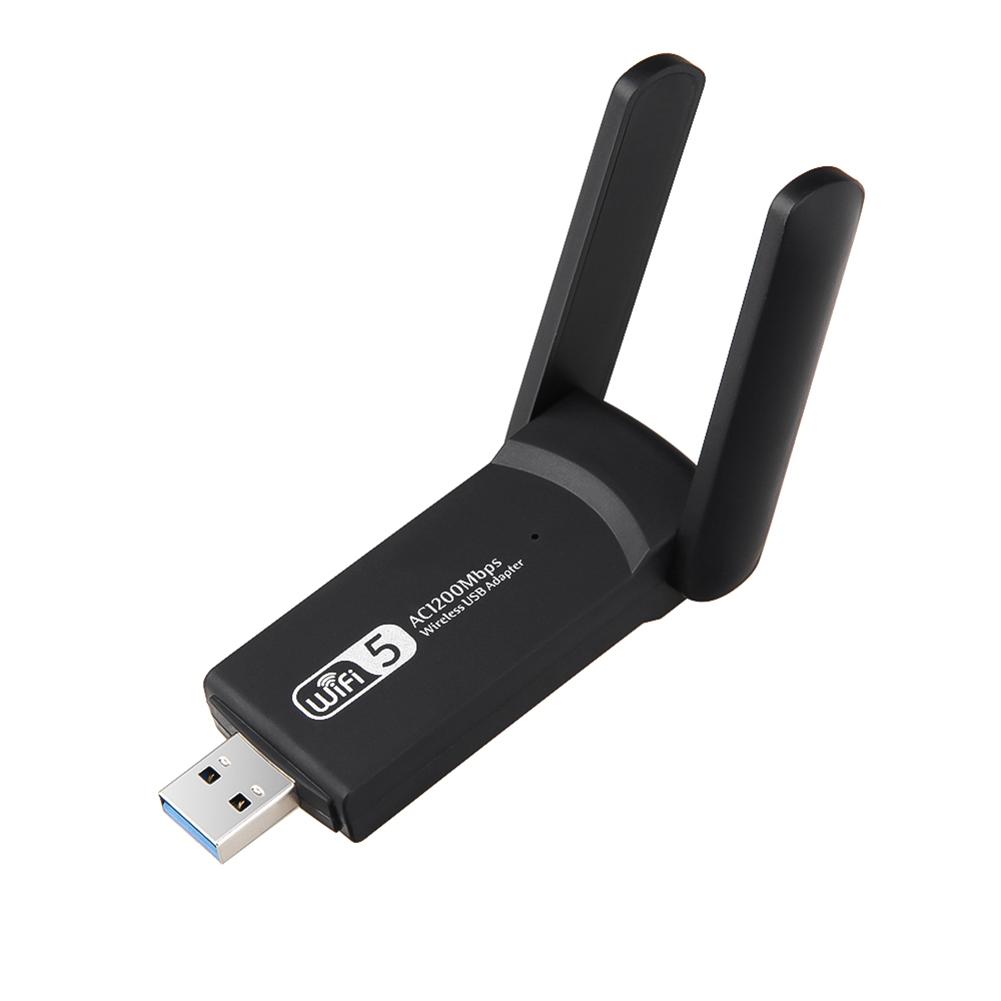 TZ Bộ chuyển đổi Wi-Fi USB Băng tần kép 2.4G 5.8G không dây Thẻ mạng 1200Mbps với Bộ thu USB 3.0 kép Antenna