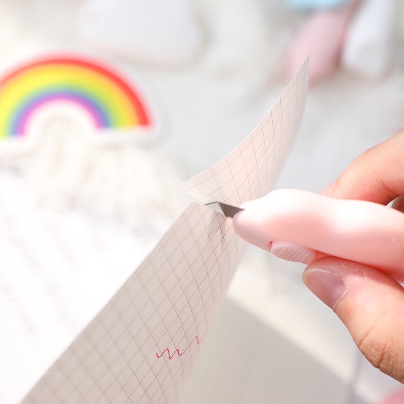 Dao rọc giấy mini hình đám mây, dao cắt giấy có nút bấm an toàn cute