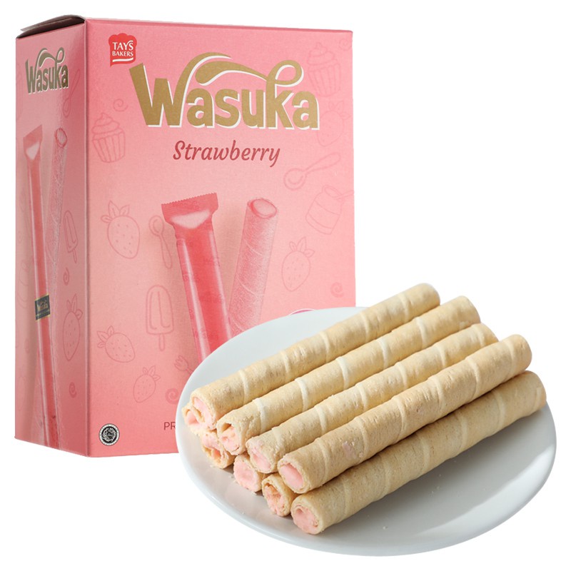 Bánh Quế Wasuka Premium Rolled Wafer Vị Dâu (Hộp 240g)