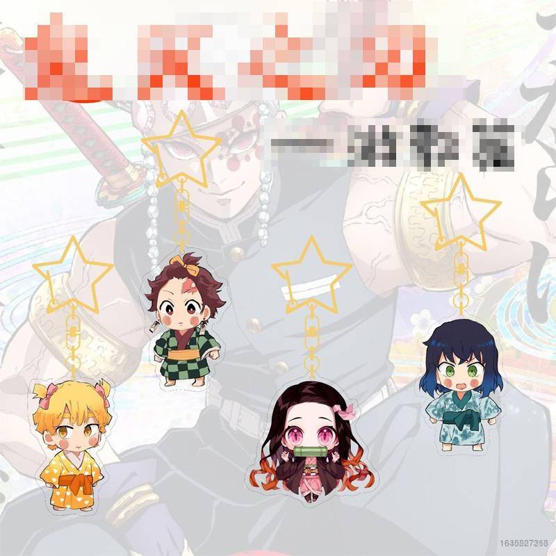 Móc khóa nhựa acrylic hình Demon Slayer Kimetsu no Yaiba Season 2 Tanjirou Zenitsu Inosuke mới cho nữ