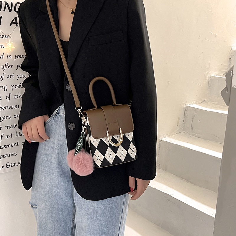 Túi Đeo Chéo Dáng Vuông Nhỏ Phối Màu Tương Phản Thời Trang Sang Trọng Cho Nữ