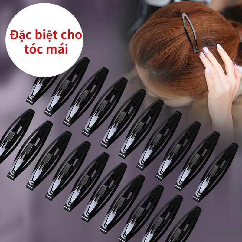 Set 6 / 12 Kẹp Tóc Kim Loại Màu Đen Phong Cách Hàn Quốc Cho Nữ