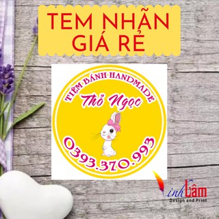 Combo 100 tem nhãn giấy 5x5cm giá rẻ theo yêu cầu