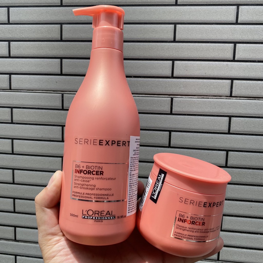 Dầu gội giúp tóc chắc khỏe và giảm đứt gãy L'Oreal Inforcer B6 + Biotin Shampoo 500ml