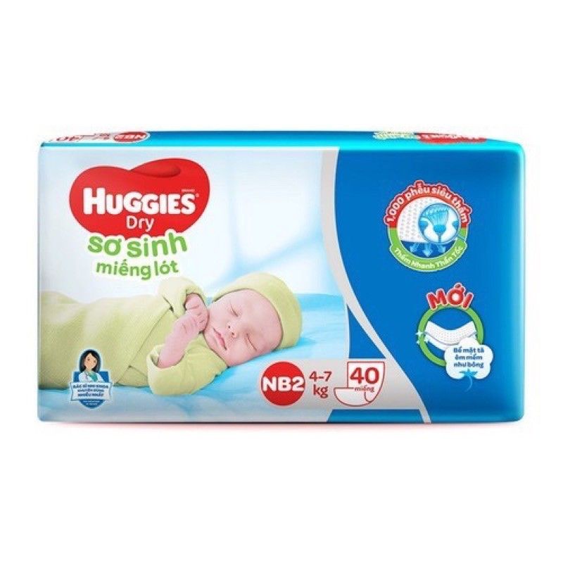 Miếng lót sơ sinh Huggies NB2- 40 miếng (4-7kg)