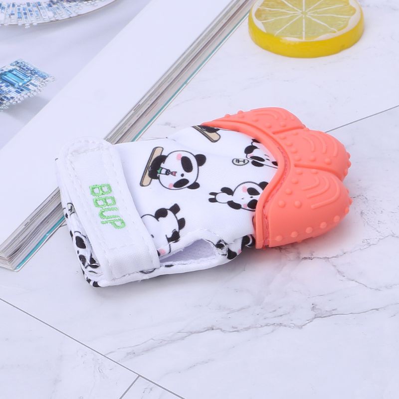 Baby Teether Gloves Panda Cute Cartoon Convex Silicone BPA Free Chew Oral Care