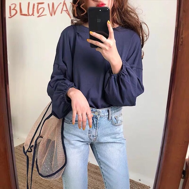 [Mã SKAMLTSM9 giảm 10% đơn 99K] ÁO THUN TAY DÀI BO CHUN STYLE ULZZANG CHO CÔ NÀNG BÁNH BÈO