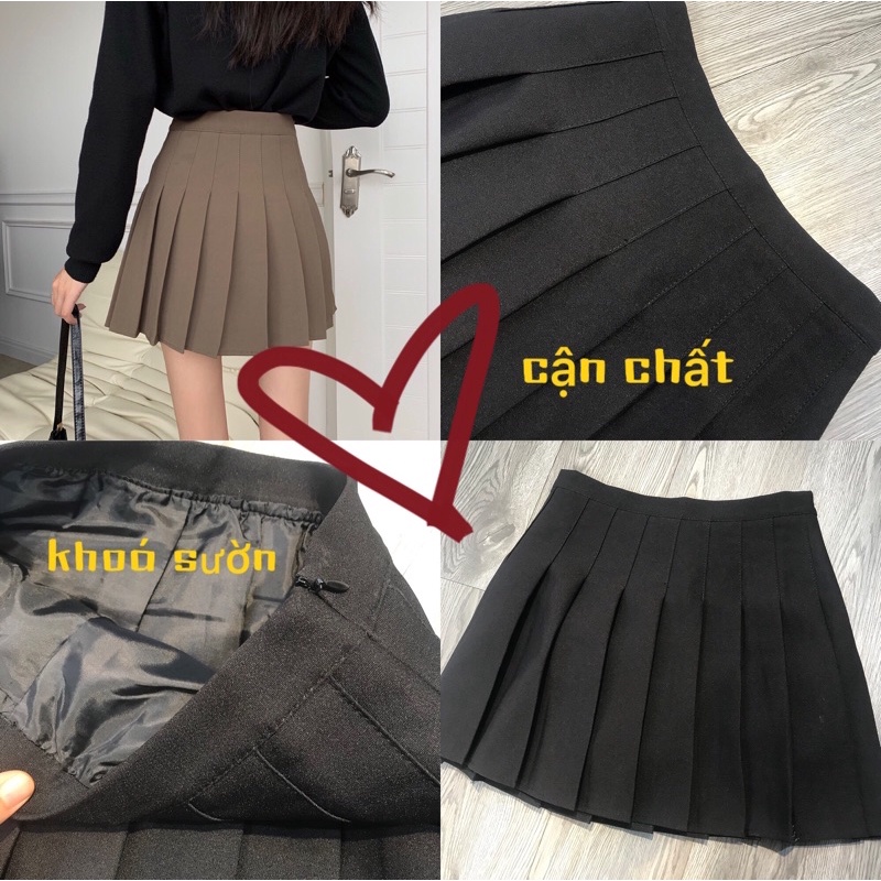 Chân váy xếp li kiểu tennis dáng chữ a cạp cao kéo khoá cạnh sườn phong cách hàn quốc banmoon V350 | BigBuy360 - bigbuy360.vn