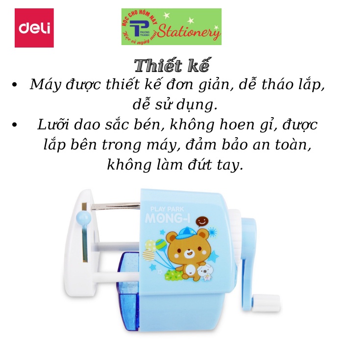 Gọt chì quay tay hình ngôi nhà Deli - màu hồng, xanh - 1 cái E0644