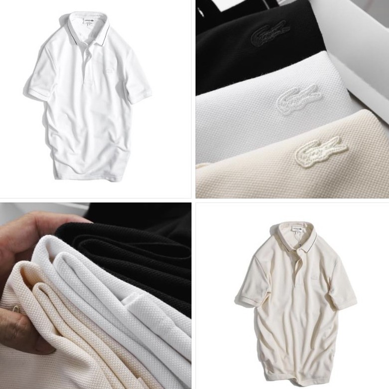 Áo Thun Nam Polo Form Regular LACOSTE TRƠN VIỀN CỔ GIẤU NÚT Made in France vải da cá sấu mịn mát cực xịn 3 Màu
