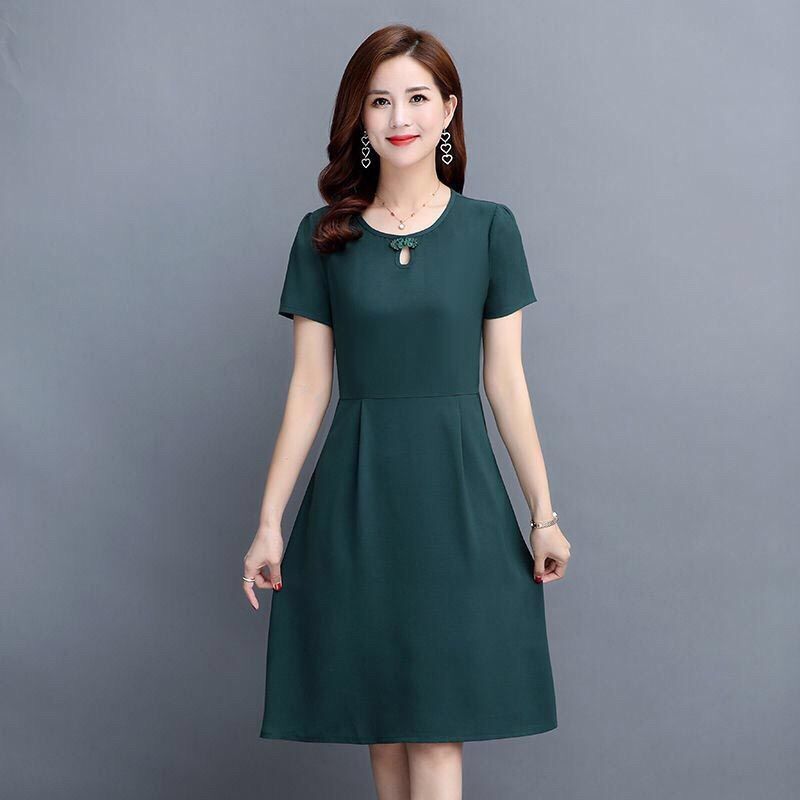 Đầm Dài Ngang Gối Màu Sắc Trơn Thời Trang Mùa Hè Cho Phụ Nữ Trung Niên 40 Tuổi | BigBuy360 - bigbuy360.vn