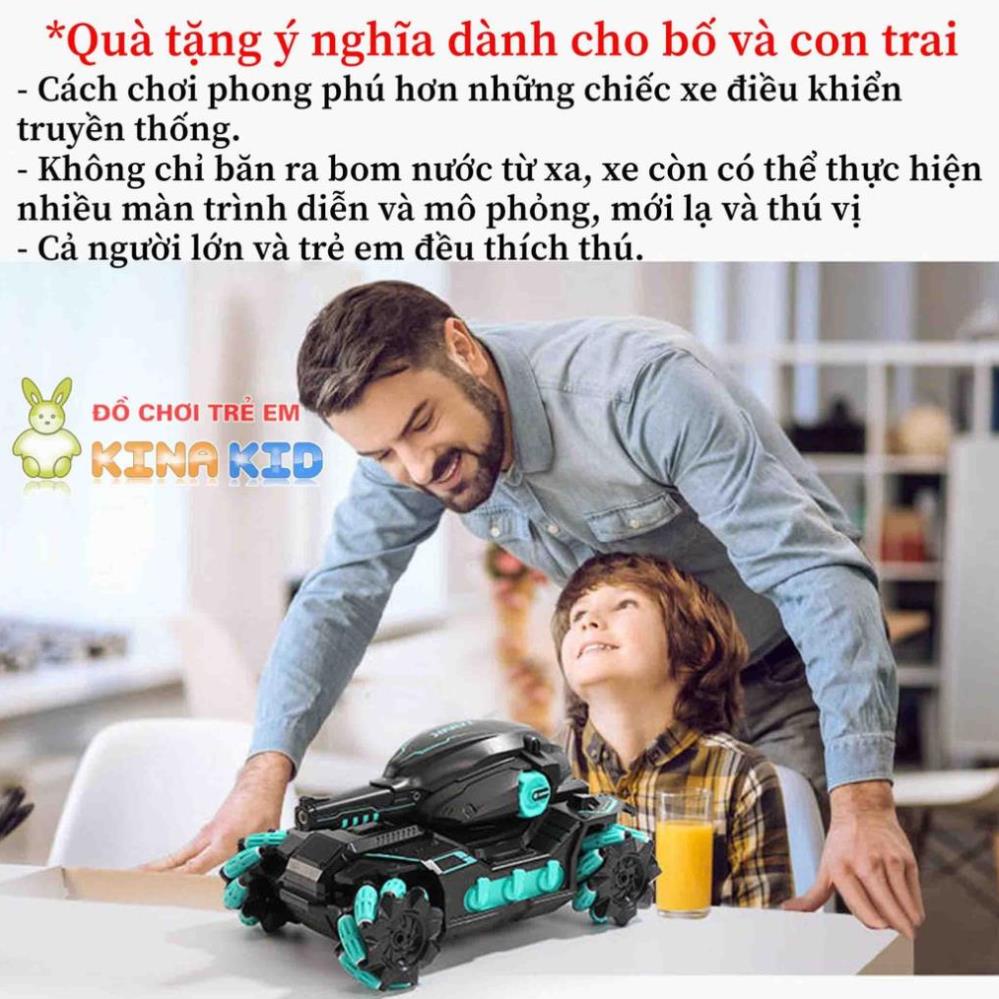 Xe Tăng Điều Khiển Từ Xa Bằng Cảm Biến Đeo Tay Và Remote 2.4Ghz Tank Fight, Xoay 360 Độ, Bắn Đạn Nước