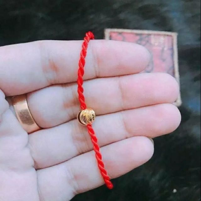 Vòng chỉ đỏ mix hạt bạc mạ vàng