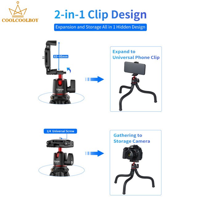 Chân Tripod Ulanzi Mt-11Flexible Bạch Tuộc 2 Trong 1 Cho Máy Ảnh Dslr Slr 1 / 4