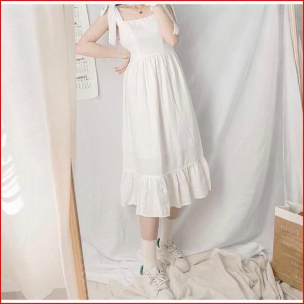 Váy Trắng Nữ Dây Nơ Đuôi Cá _FREESHIP_Đầm Nữ Chất Đuôi Eo Chun Dáng Dài SIÊU HOT MÙA HÈ RỰC RỠ | BigBuy360 - bigbuy360.vn